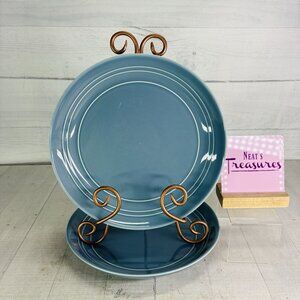 Threshold Target WESTFIELD Aqua Blue Embossed Rings Coupe Dinner Plates Set of 2